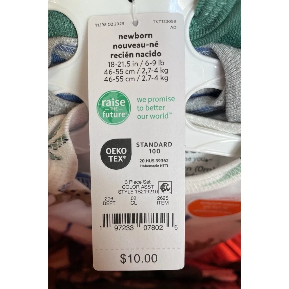 Carter's Boys Newborn 3-pack Bodysuit - Dinosaurs NWOT